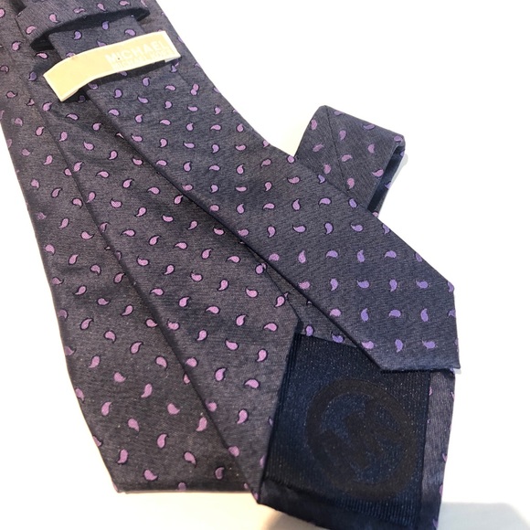 Michael Kors 100% Silk Tie Paisley Blue Purple - Picture 3 of 4